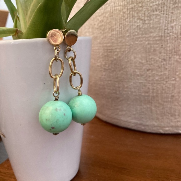 Turquoise round earrings with silver - Picture 1 of 6